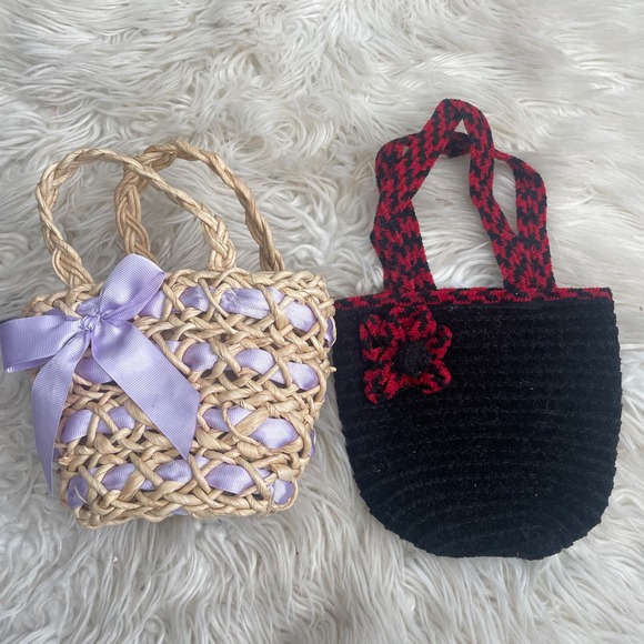 Girl's Spring Easter Flower Girl Basket Handbags Purse Set of 2 - Picture 5 of 5